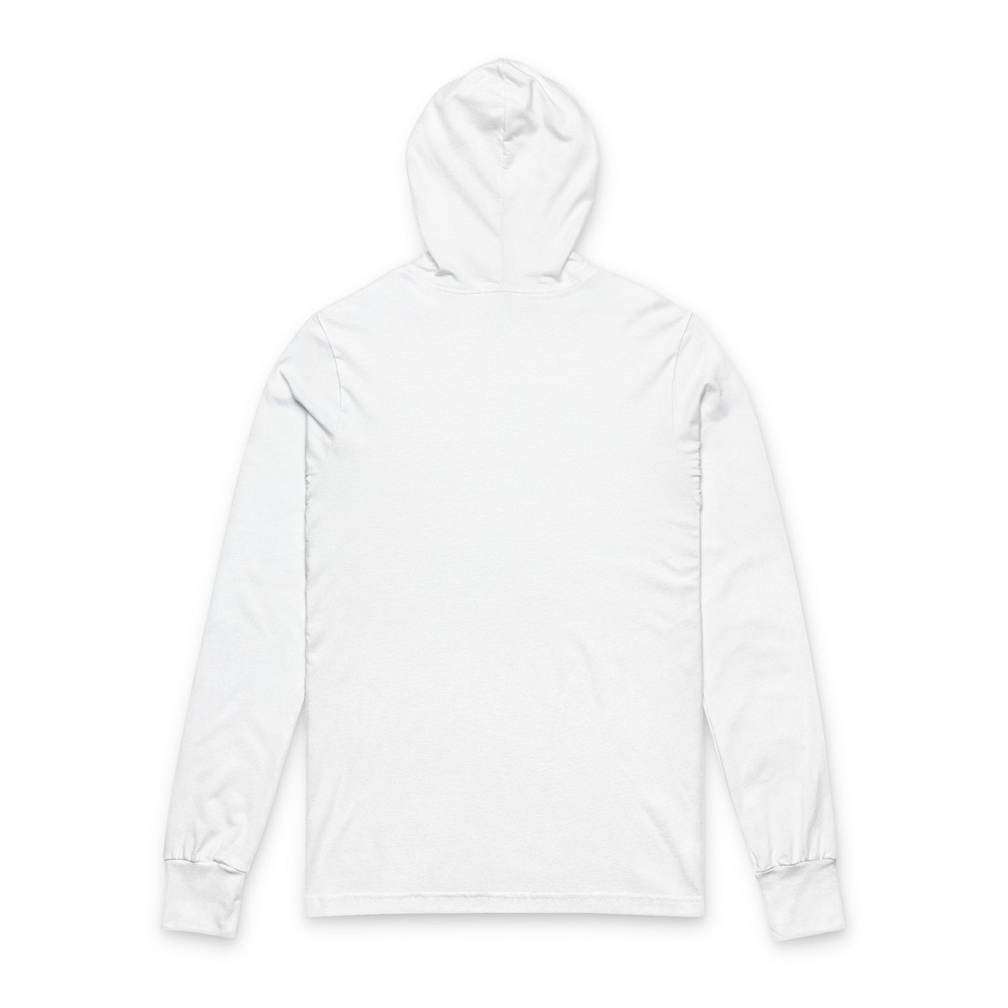 Back view of white long sleeve hoodie – plain with no design – The Lost Soul Co.