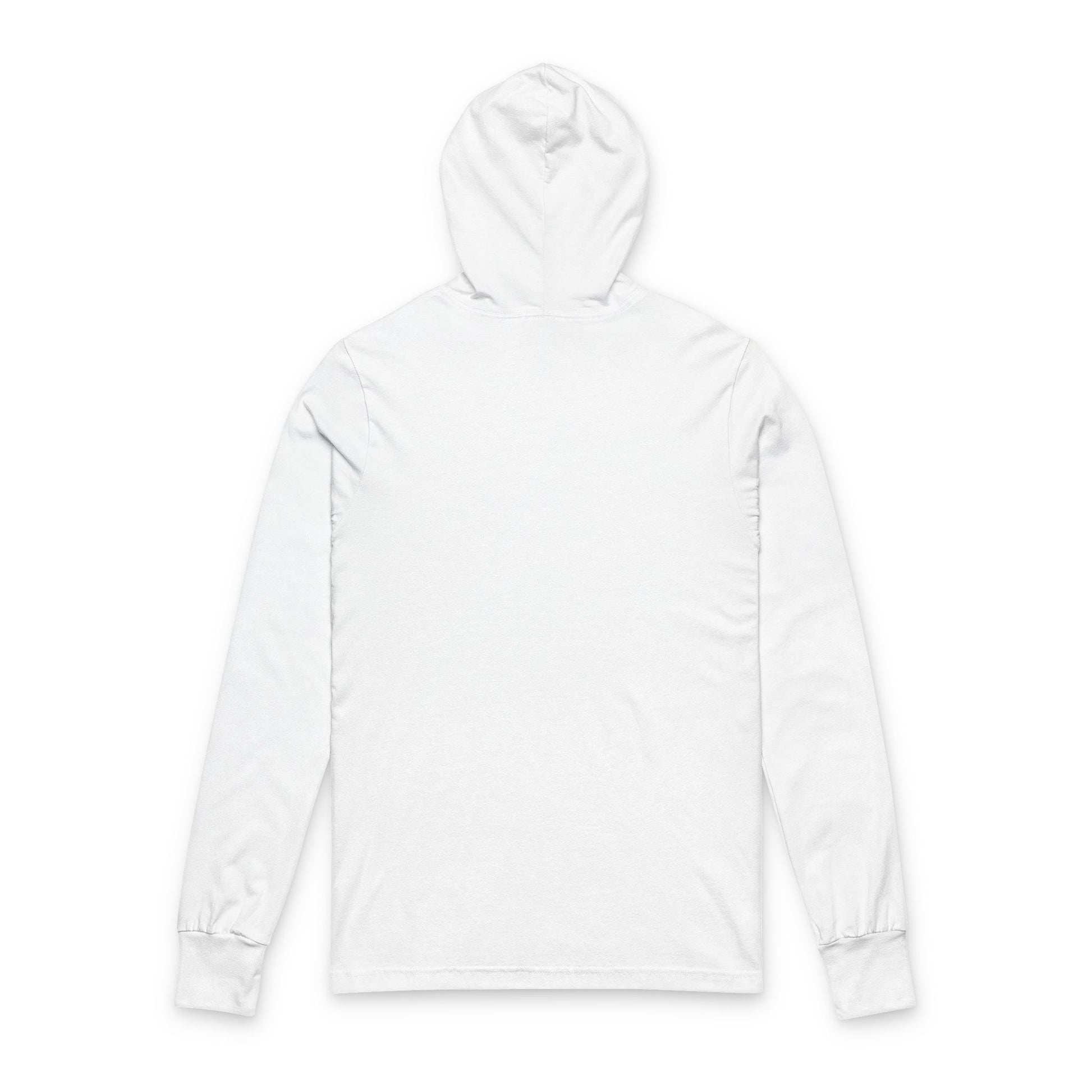 Back view of white long sleeve hoodie – plain with no design – The Lost Soul Co.