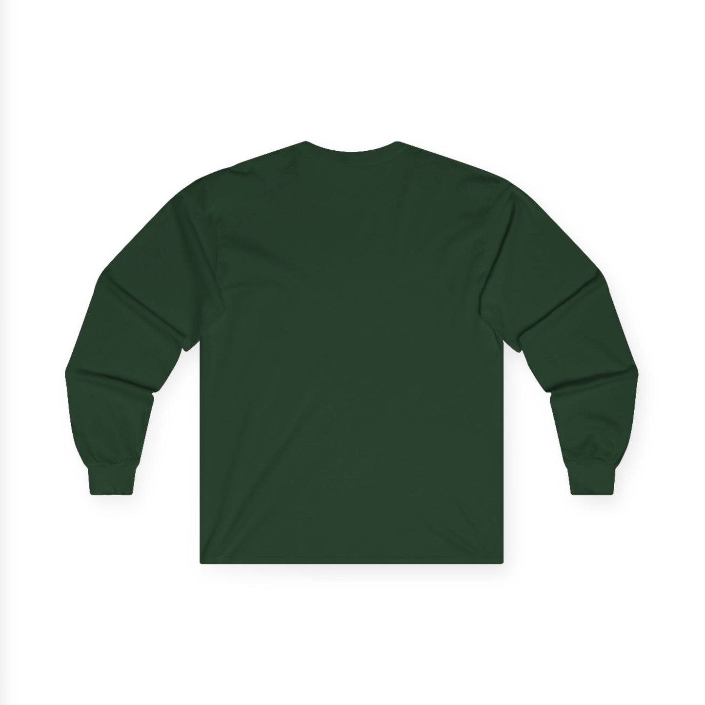 Back view of Run With The Fire long sleeve tee in solid color.
