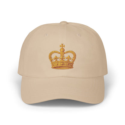 Stone classic dad hat with gold crown embroidery – The Lost Soul Co.