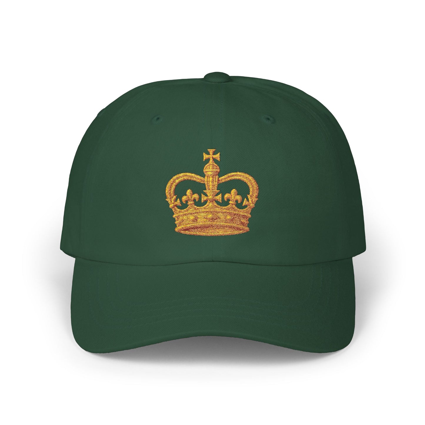 Spruce dad hat with embroidered gold crown design – The Lost Soul Co.