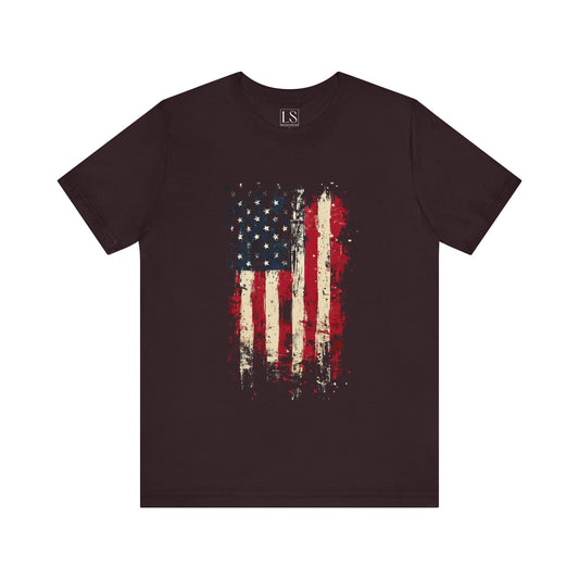 USA Grunge Flag T-Shirt – Flat Front