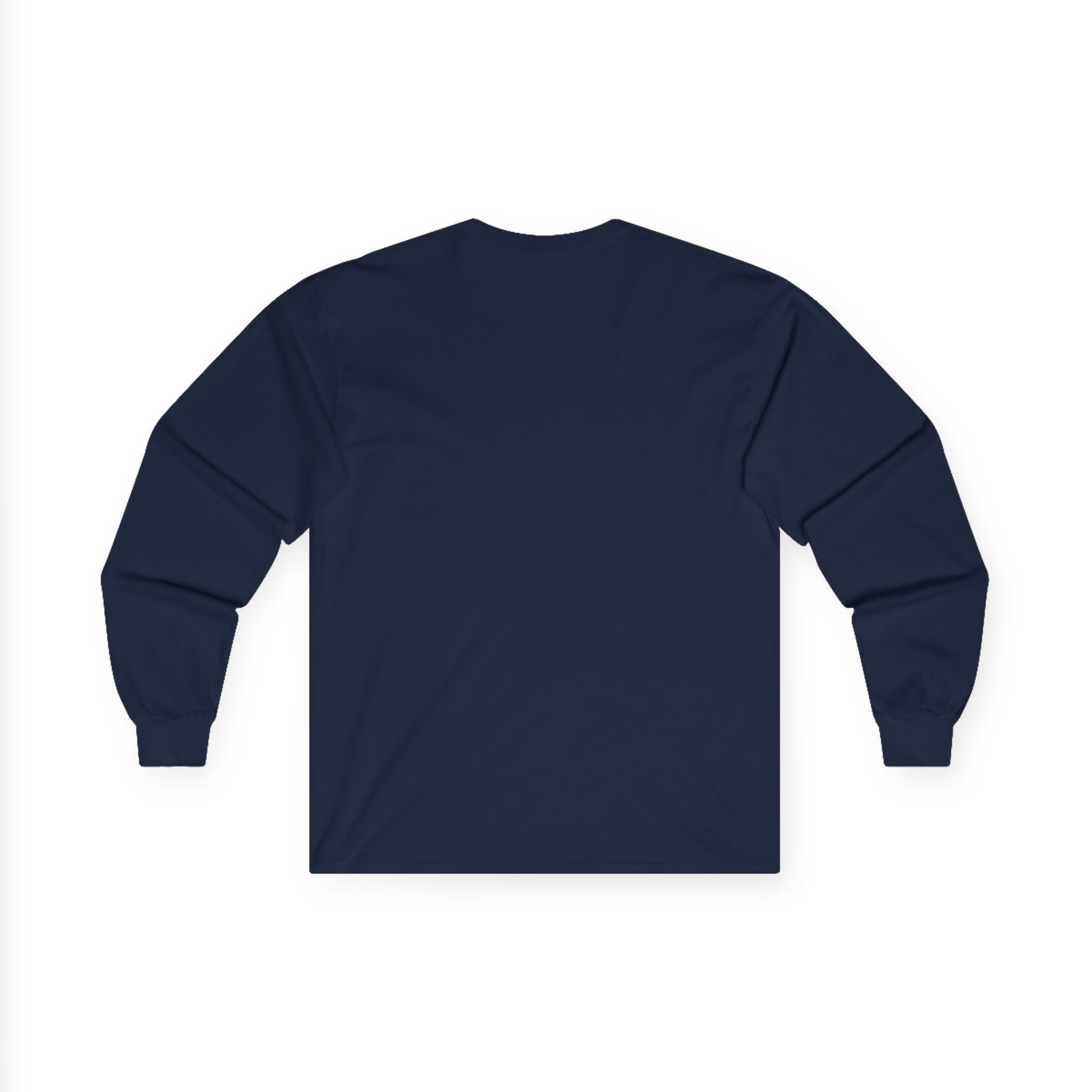 Back view of unseen long sleeve tee in solid color