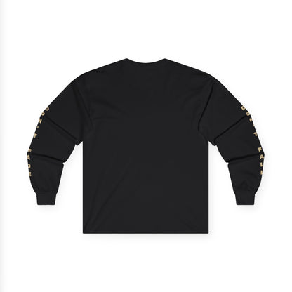 Inner Collapse long sleeve tee in black with clean back view, showing fit