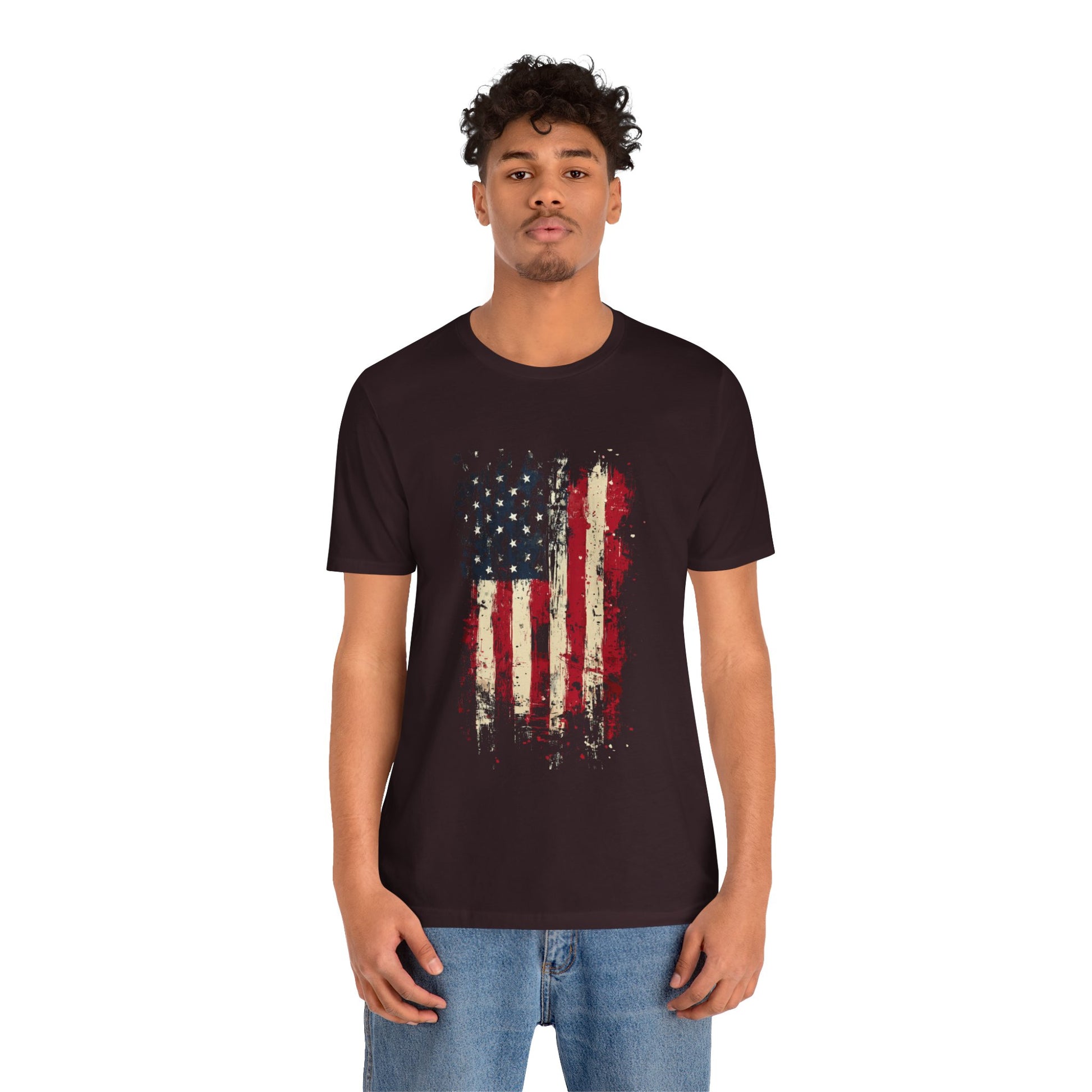 USA Grunge Flag T-Shirt – Male Model