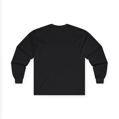 Back view of Run With The Fire long sleeve tee in solid color.
