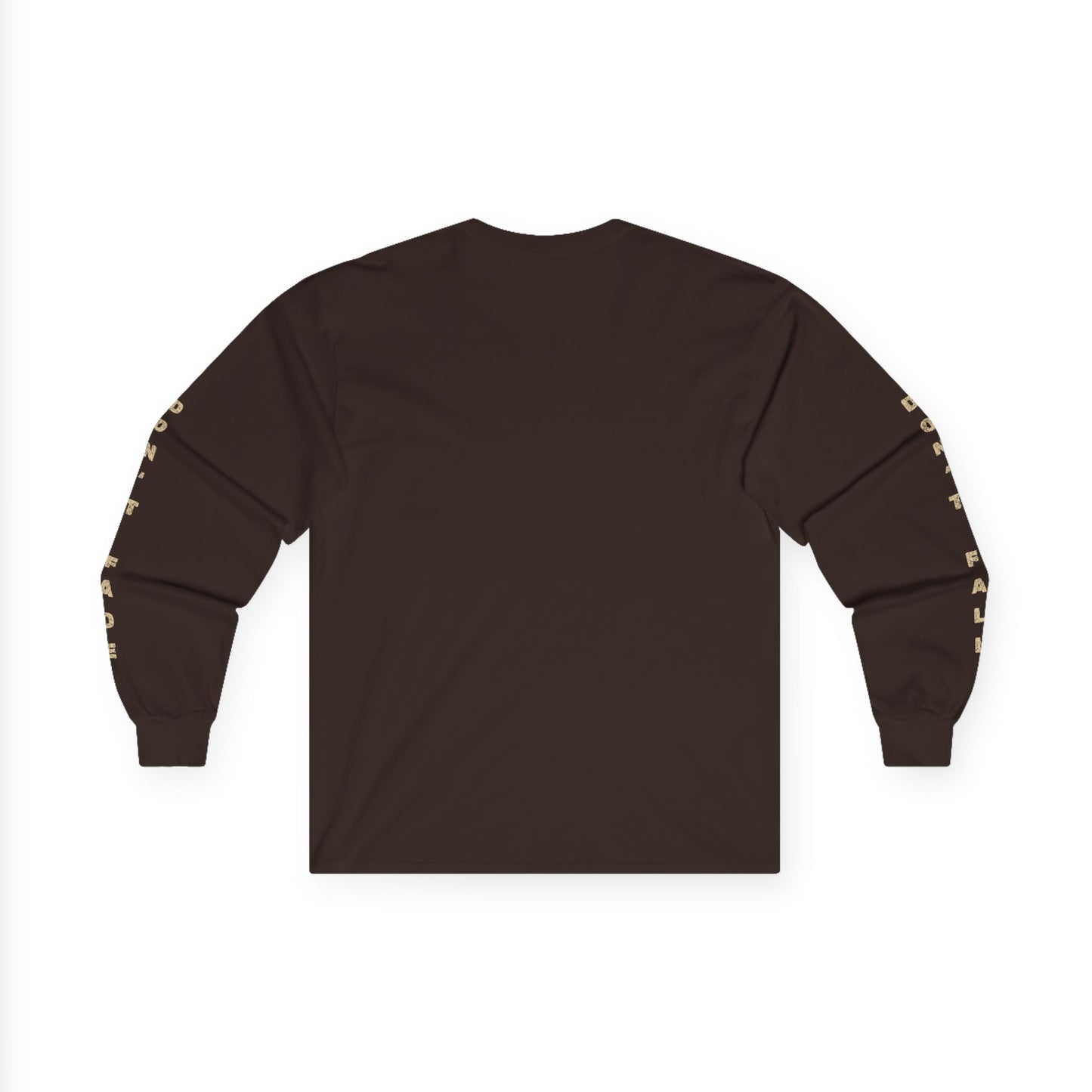 Inner Collapse long sleeve tee in dark chocolate with clean back view, showing fit