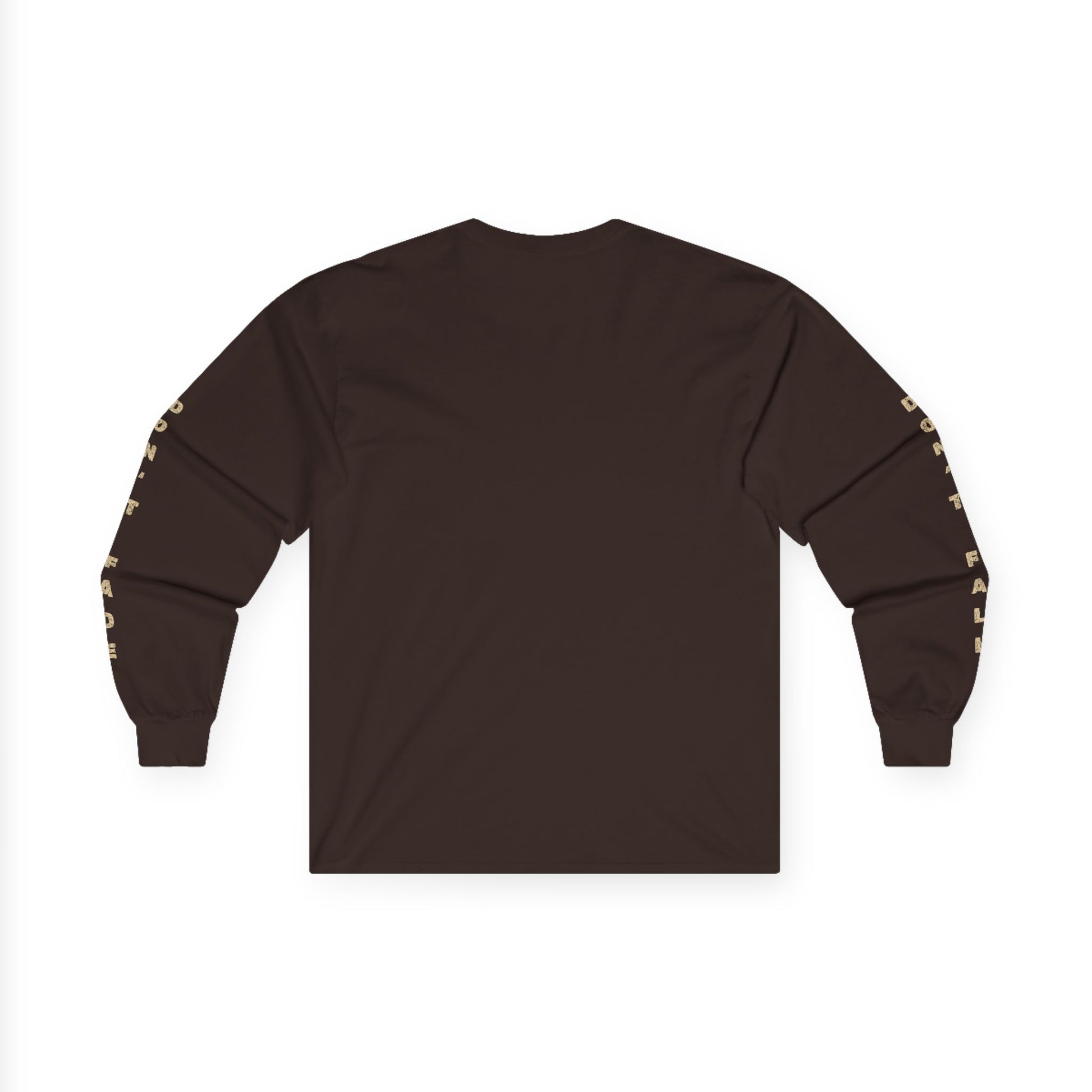 Inner Collapse long sleeve tee in dark chocolate with clean back view, showing fit