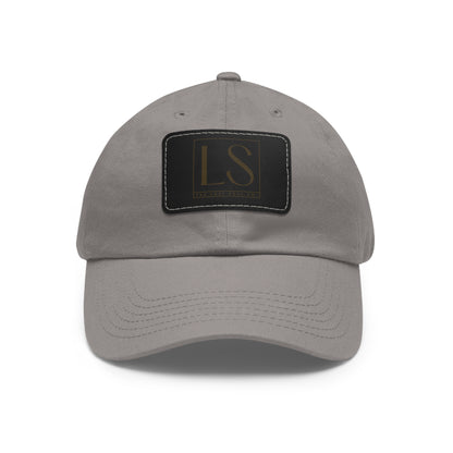 Grey dad hat with LS logo debossed on black faux leather patch – The Lost Soul Co.