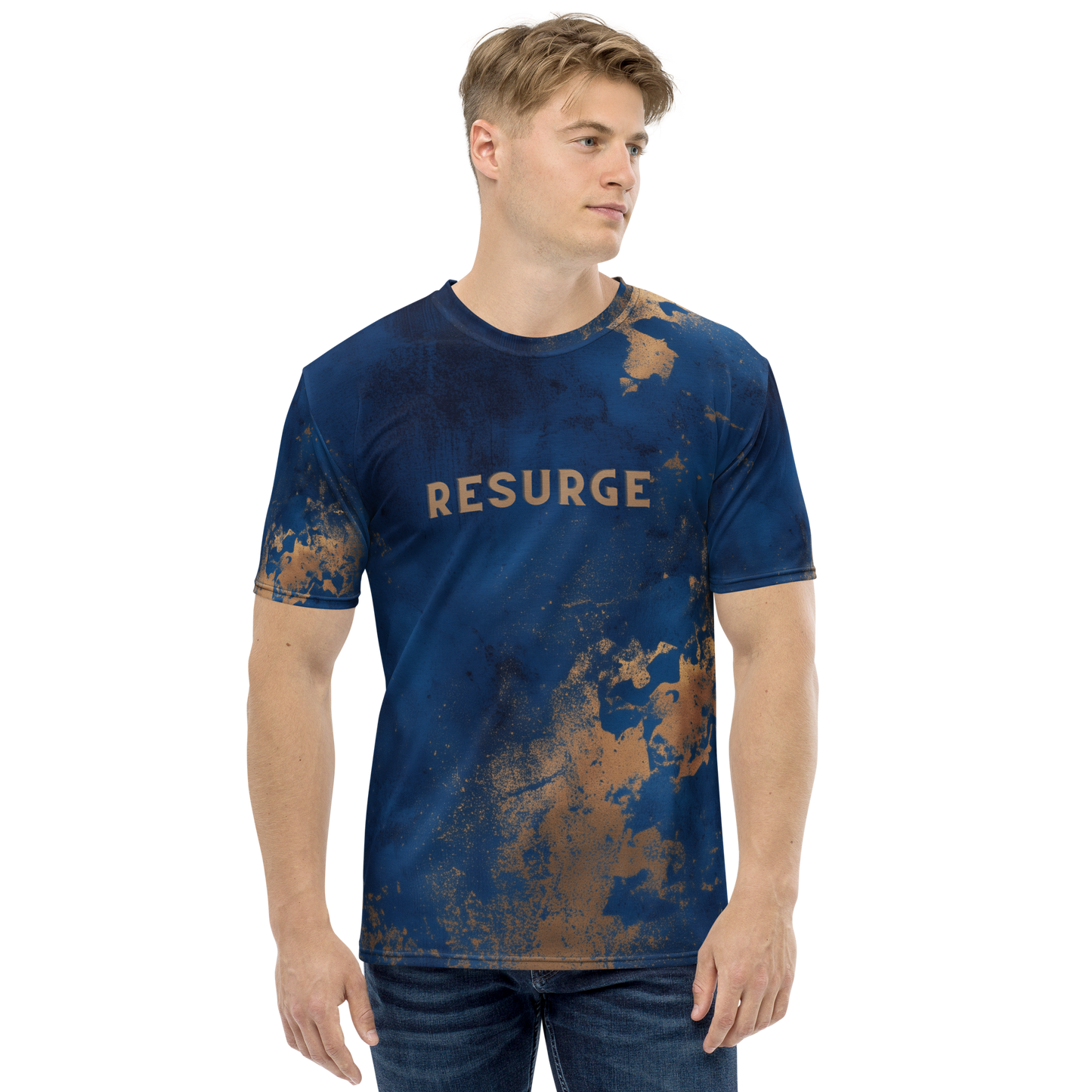 Lifestyle mockup of RESURGE tee styled in premium streetwear look - The Lost Soul Co.