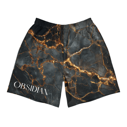 OBSIDIAN black and gold marble design unisex athletic long shorts – The Lost Soul Co.