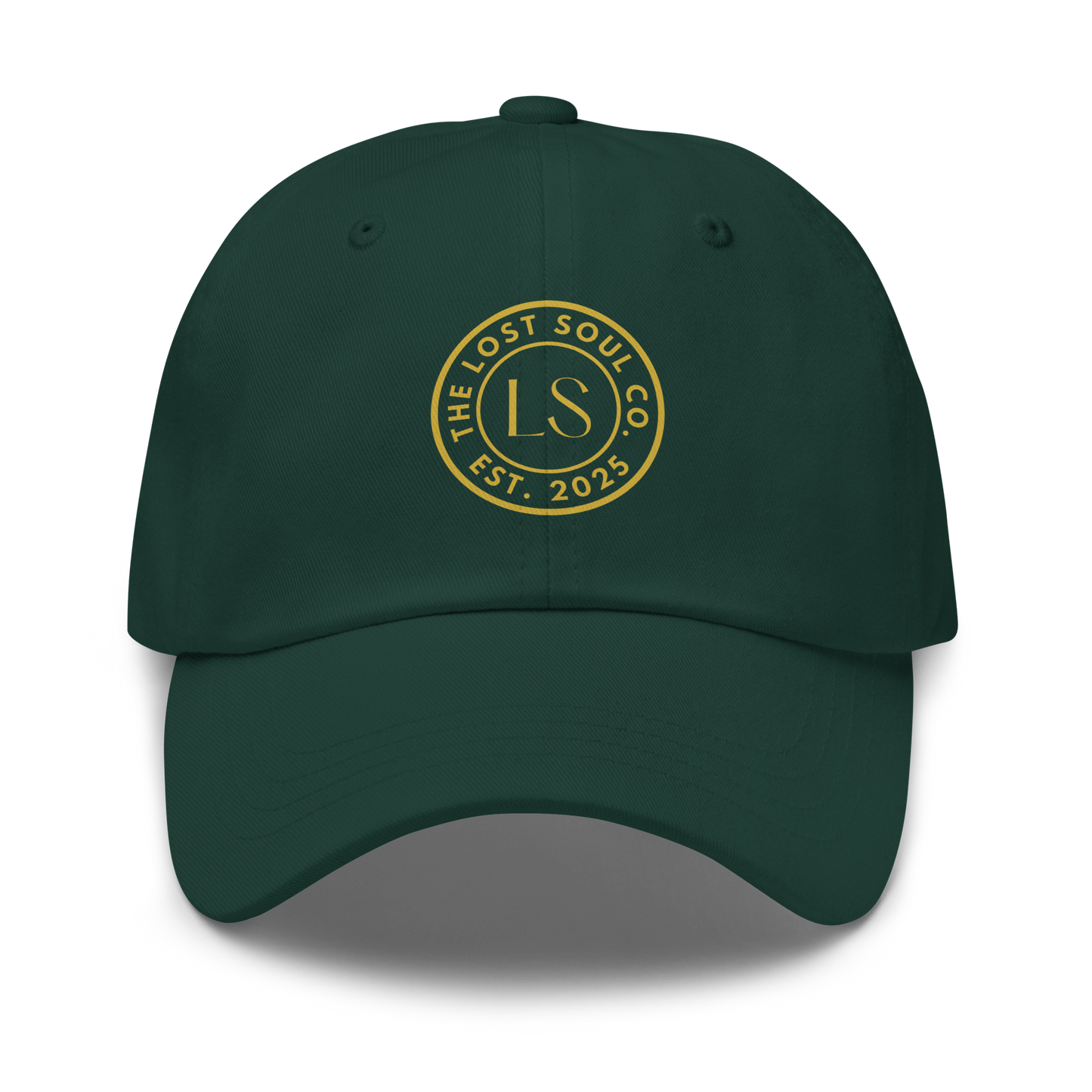 Classic dad hat featuring The Lost Soul Co. circular LS emblem centered on the front crown