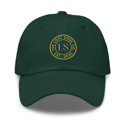 Classic dad hat featuring The Lost Soul Co. circular LS emblem centered on the front crown