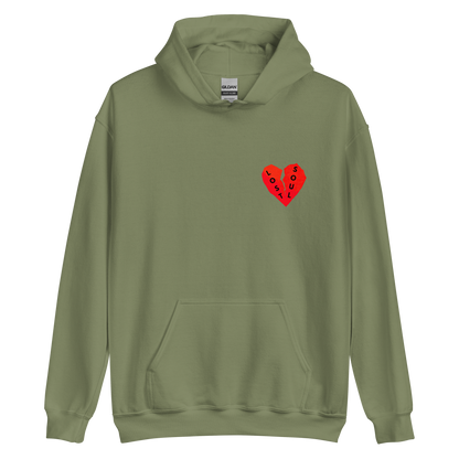 Unisex streetwear hoodie with Broken Not Done fractured-heart graphic and Lost Soul emblem – The Lost Soul Co.
