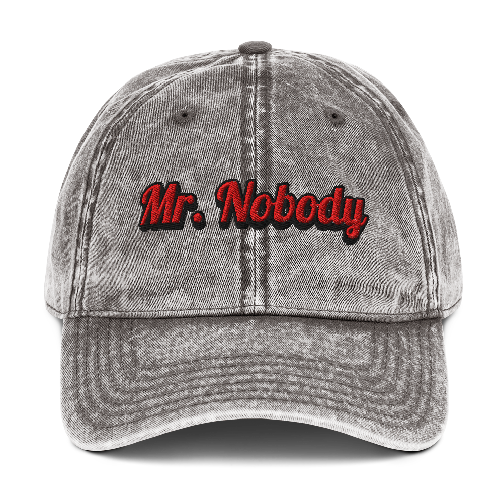 Charcoal Grey Vintage Hat with Mr. Nobody design – The Lost Soul Co.