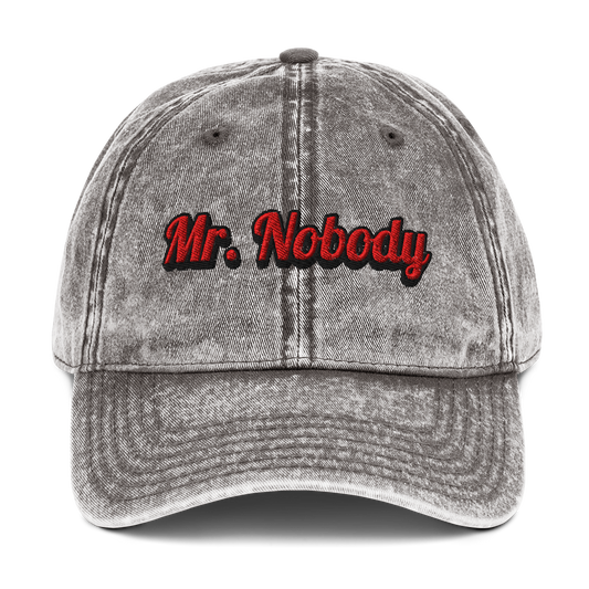 Charcoal Grey Vintage Hat with Mr. Nobody design – The Lost Soul Co.
