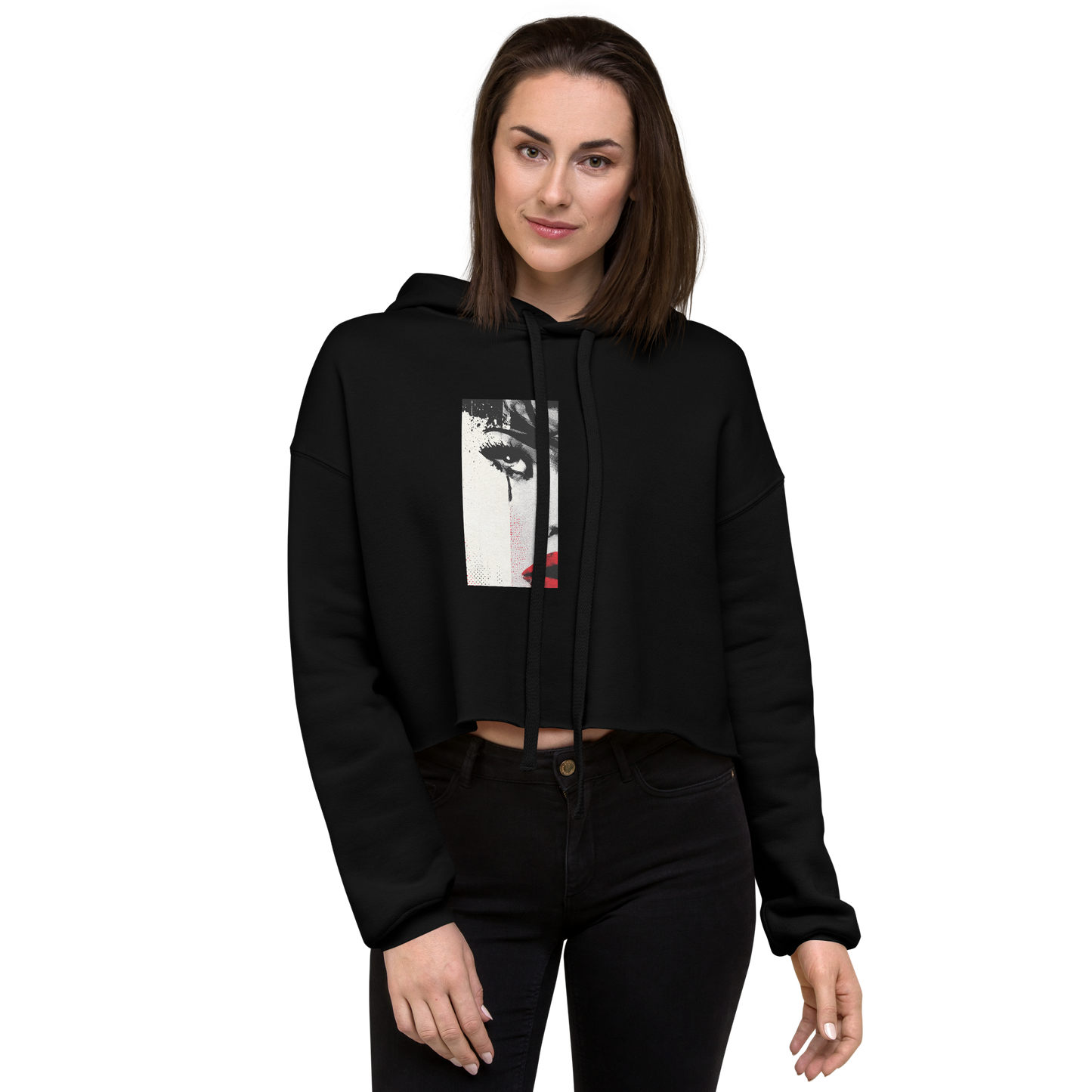 The Gaze That Dares — Women’s Cropped Hoodie | LS-CRH01