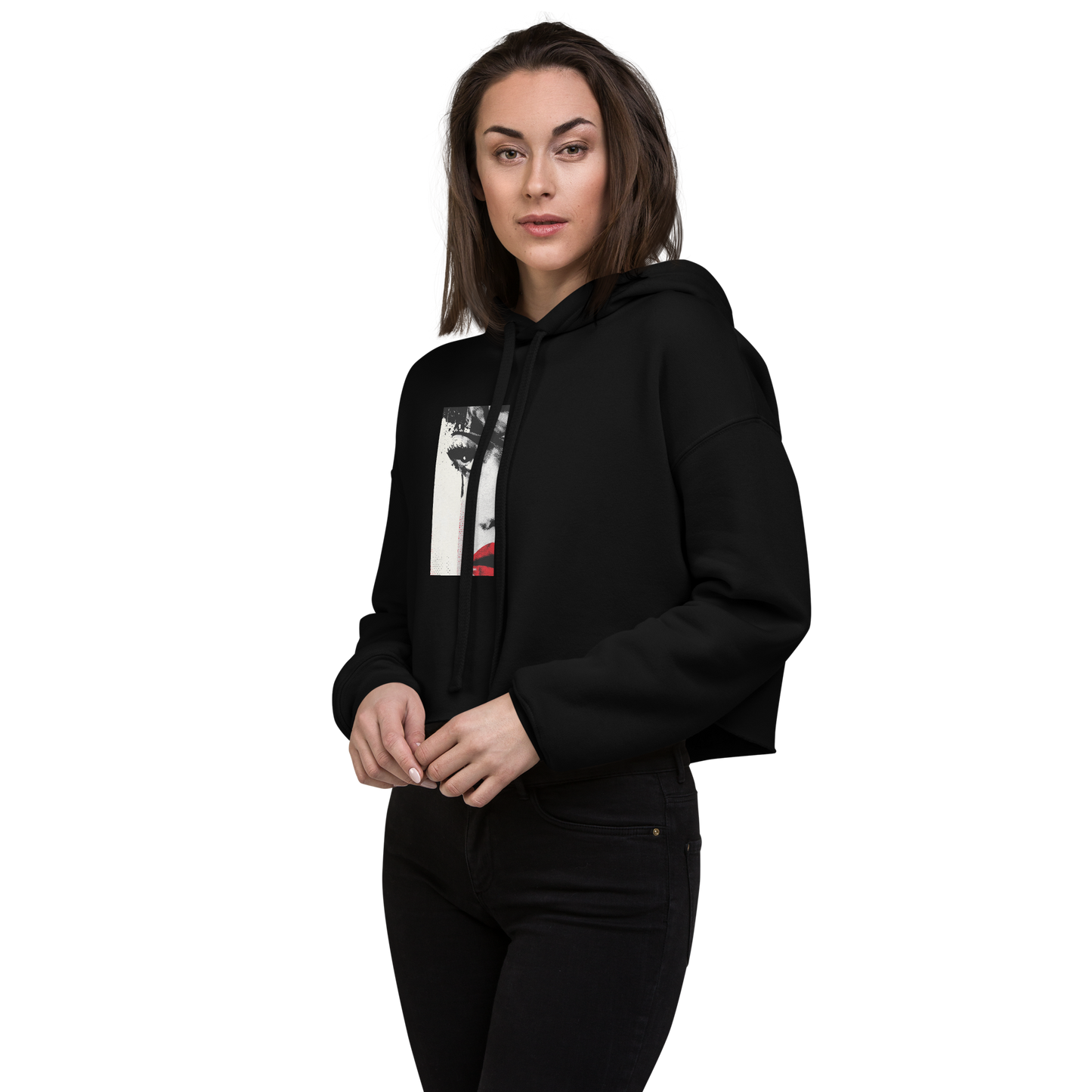 The Gaze That Dares — Women’s Cropped Hoodie | LS-CRH01