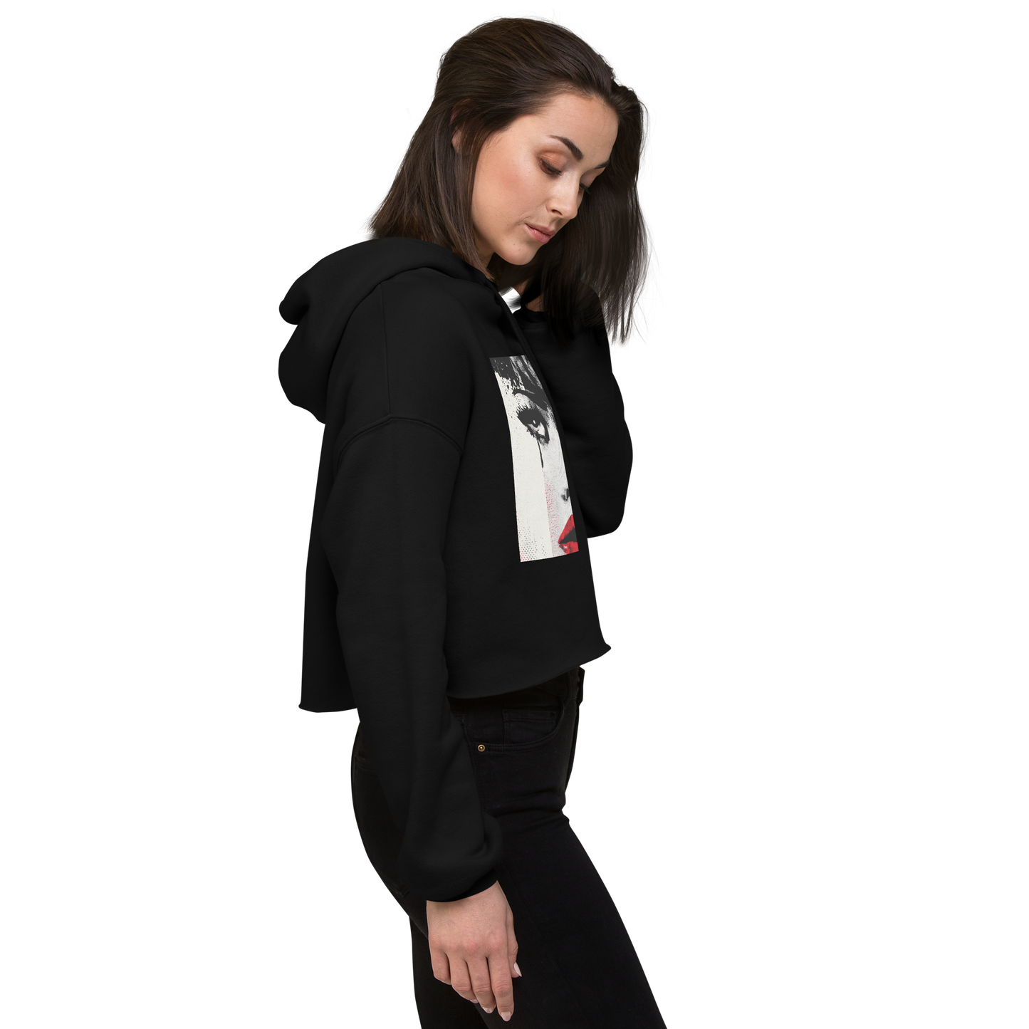 The Gaze That Dares — Women’s Cropped Hoodie | LS-CRH01
