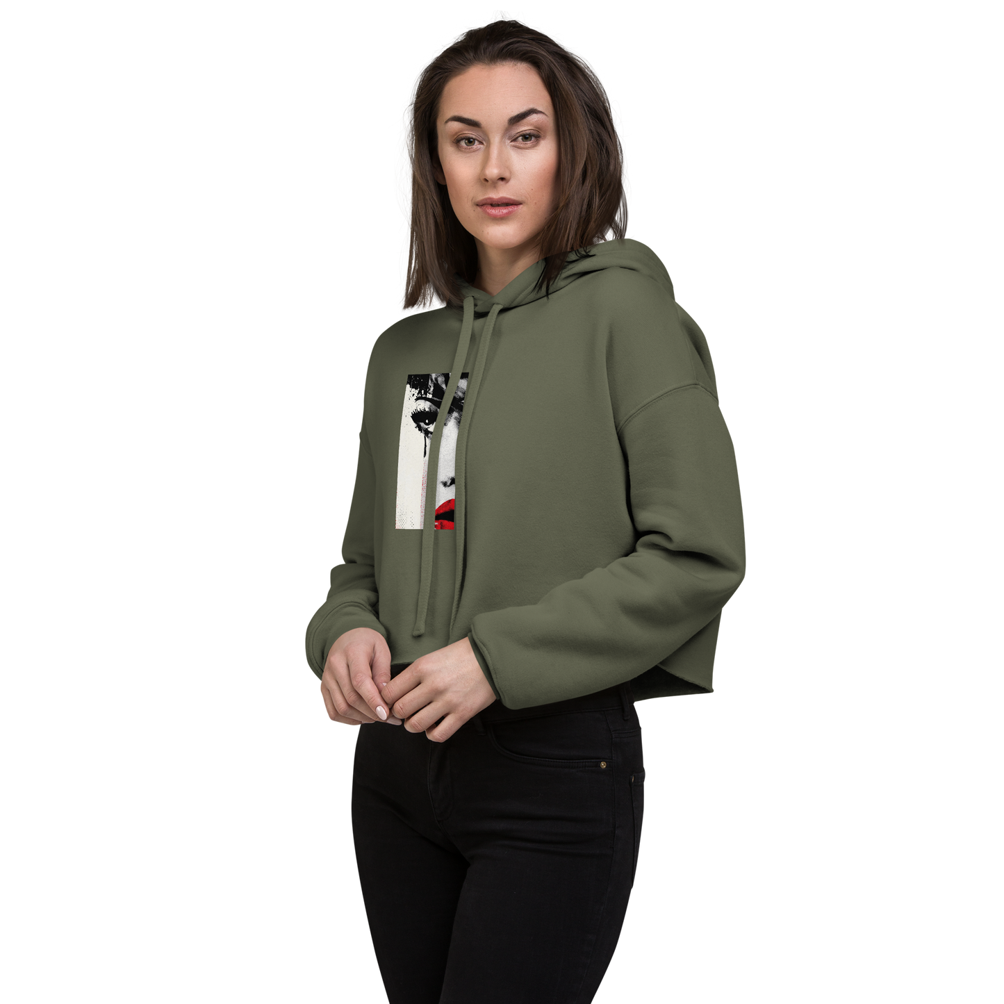 The Gaze That Dares — Women’s Cropped Hoodie | LS-CRH01