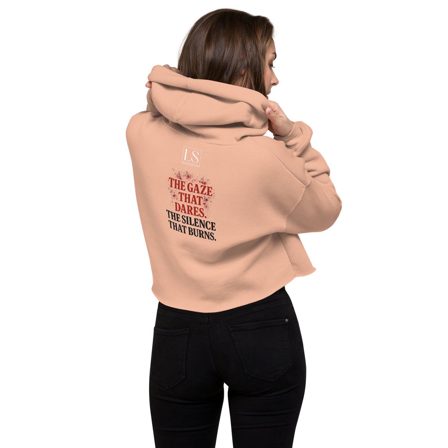 The Gaze That Dares — Women’s Cropped Hoodie | LS-CRH01