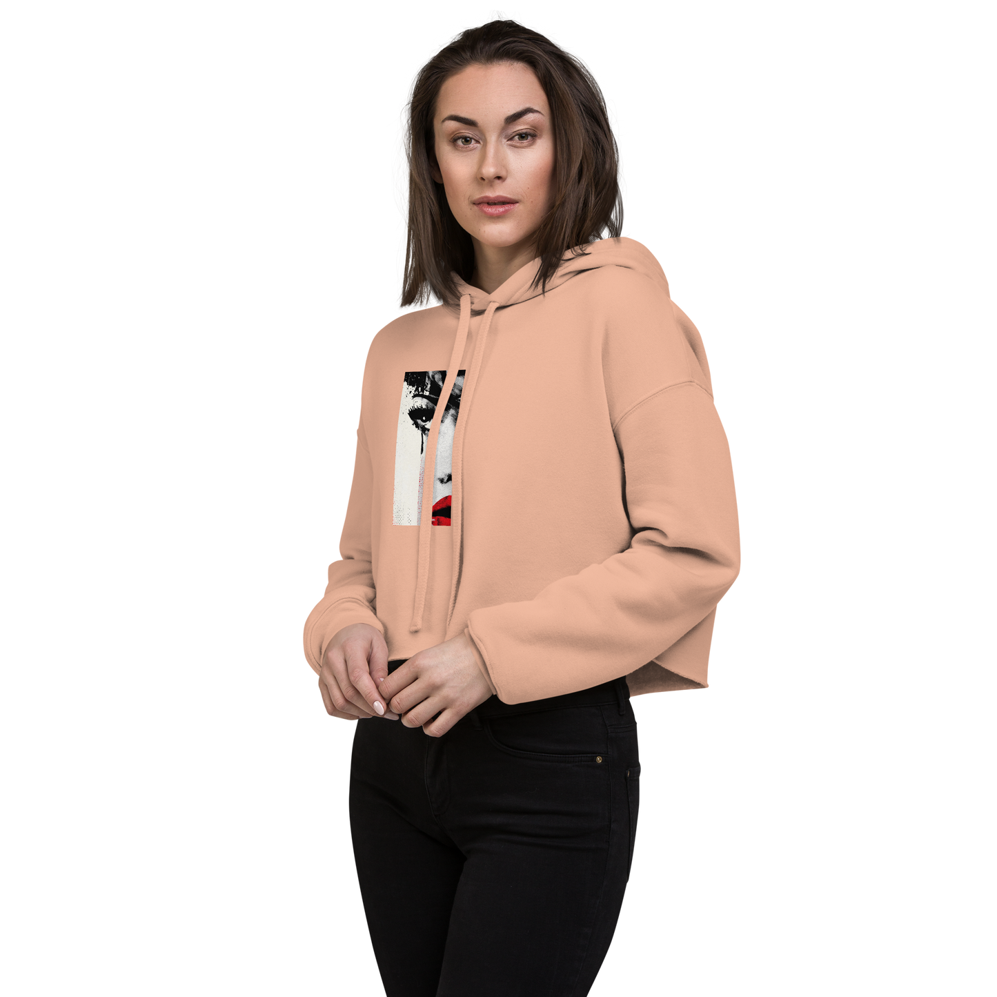 The Gaze That Dares — Women’s Cropped Hoodie | LS-CRH01