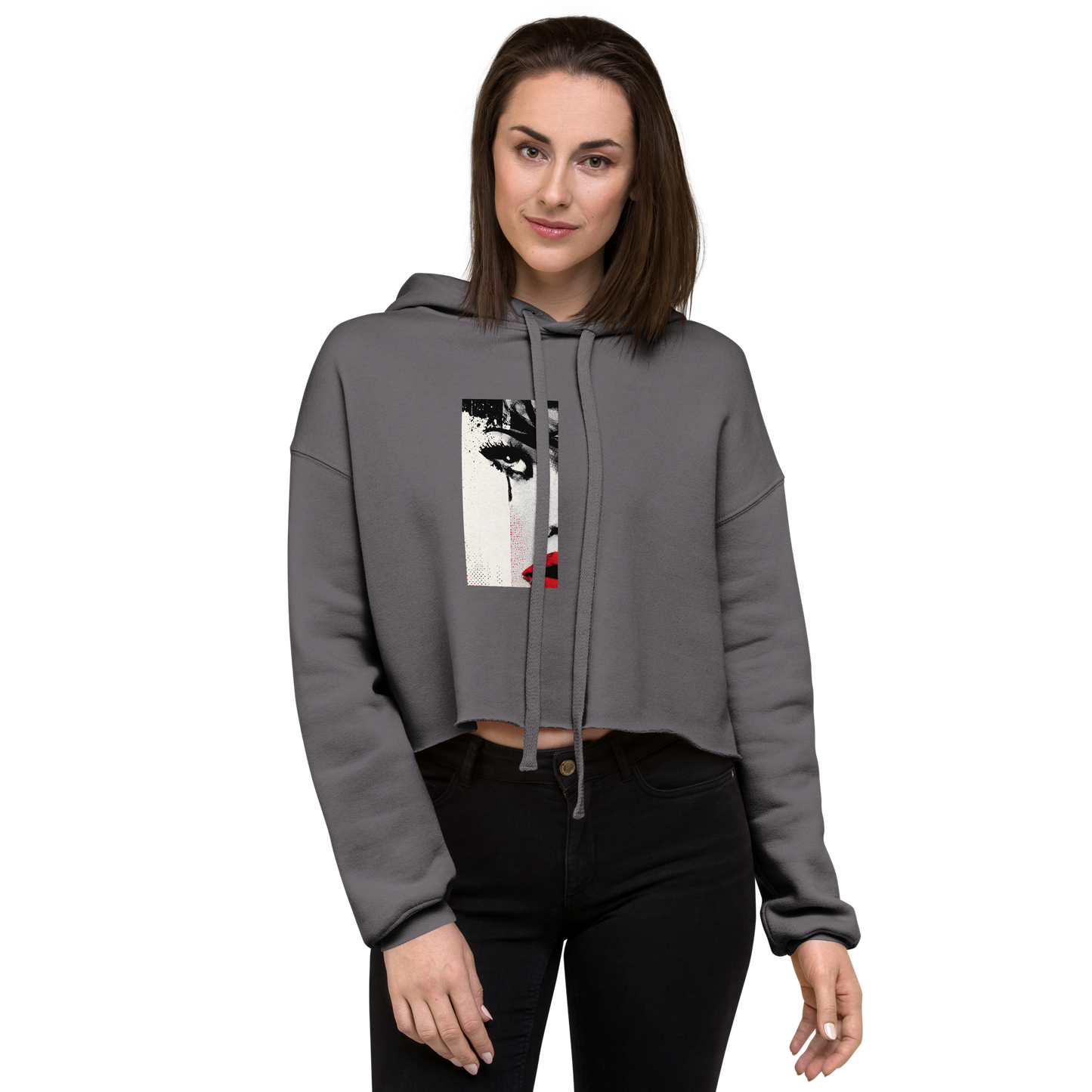 The Gaze That Dares — Women’s Cropped Hoodie | LS-CRH01
