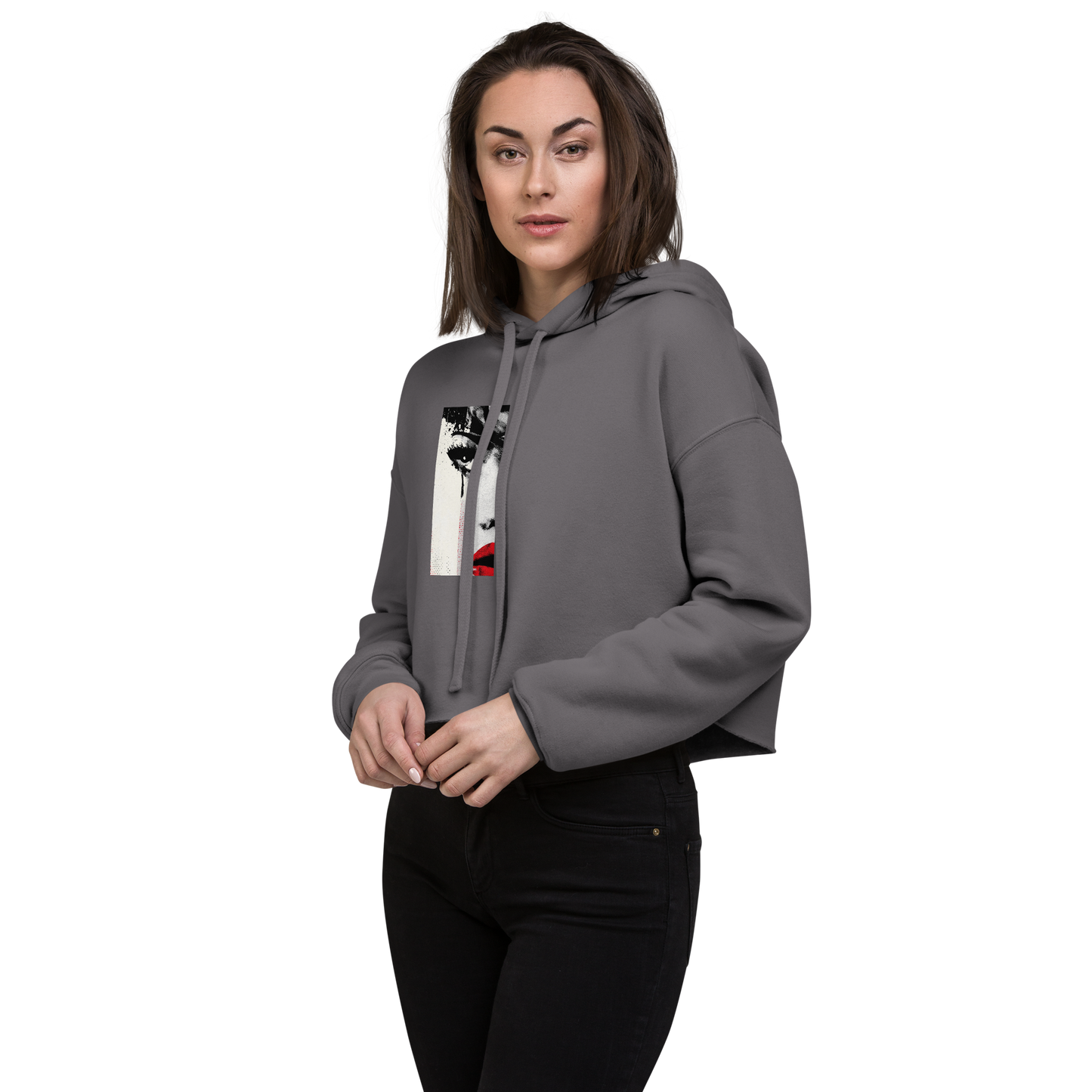 The Gaze That Dares — Women’s Cropped Hoodie | LS-CRH01
