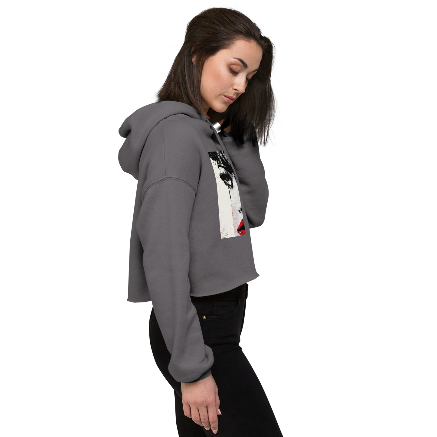 The Gaze That Dares — Women’s Cropped Hoodie | LS-CRH01